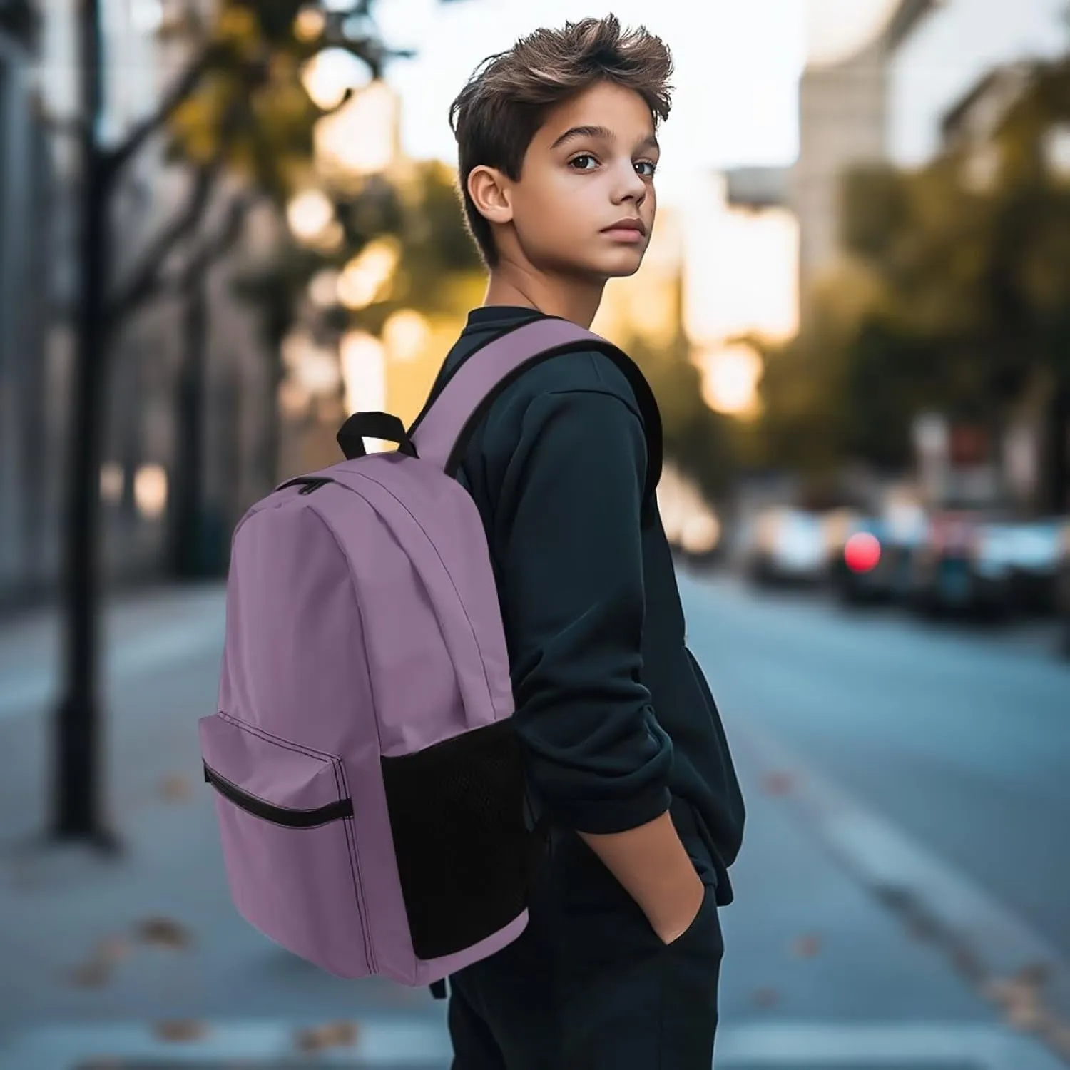 Customized All Over Print Backpack for Women & Men - 17 In Lightweight Laptop Backpack, Water Resistant College School Bookbag with Side Pockets, Trendy Travel Rucksack (Grape Purple)