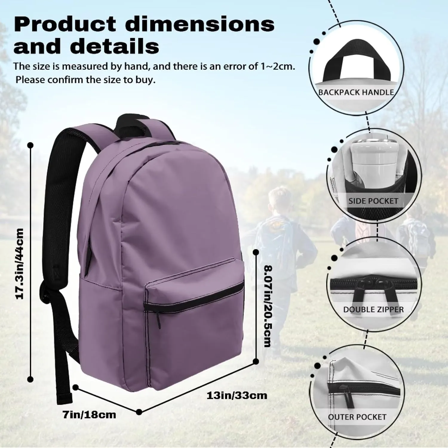 Customized All Over Print Backpack for Women & Men - 17 In Lightweight Laptop Backpack, Water Resistant College School Bookbag with Side Pockets, Trendy Travel Rucksack (Grape Purple)