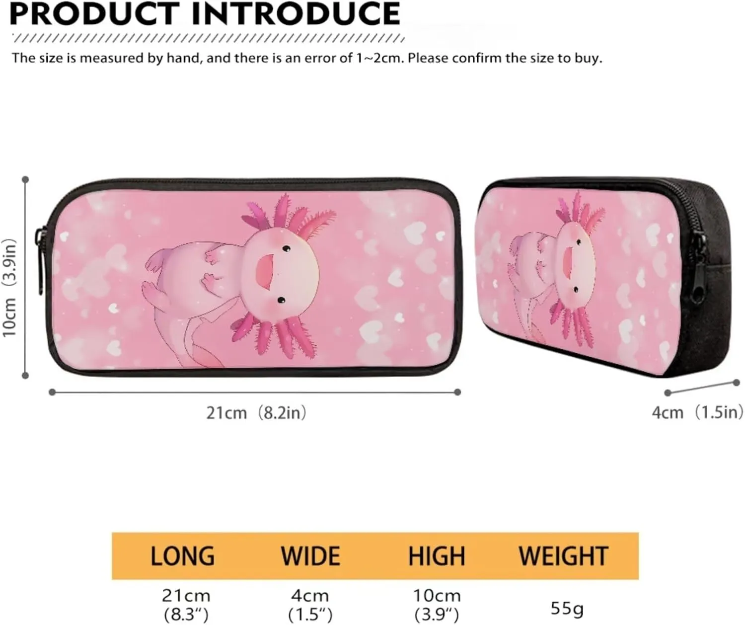 Cute Axolotl Book Bag for Girls 6-8/8-9 School Backpack With Lunch Bag Pencil Case Set 3 In 1 Elementary Primary School Bag Kids Bookbag 3Rd-6Th Grade Pink