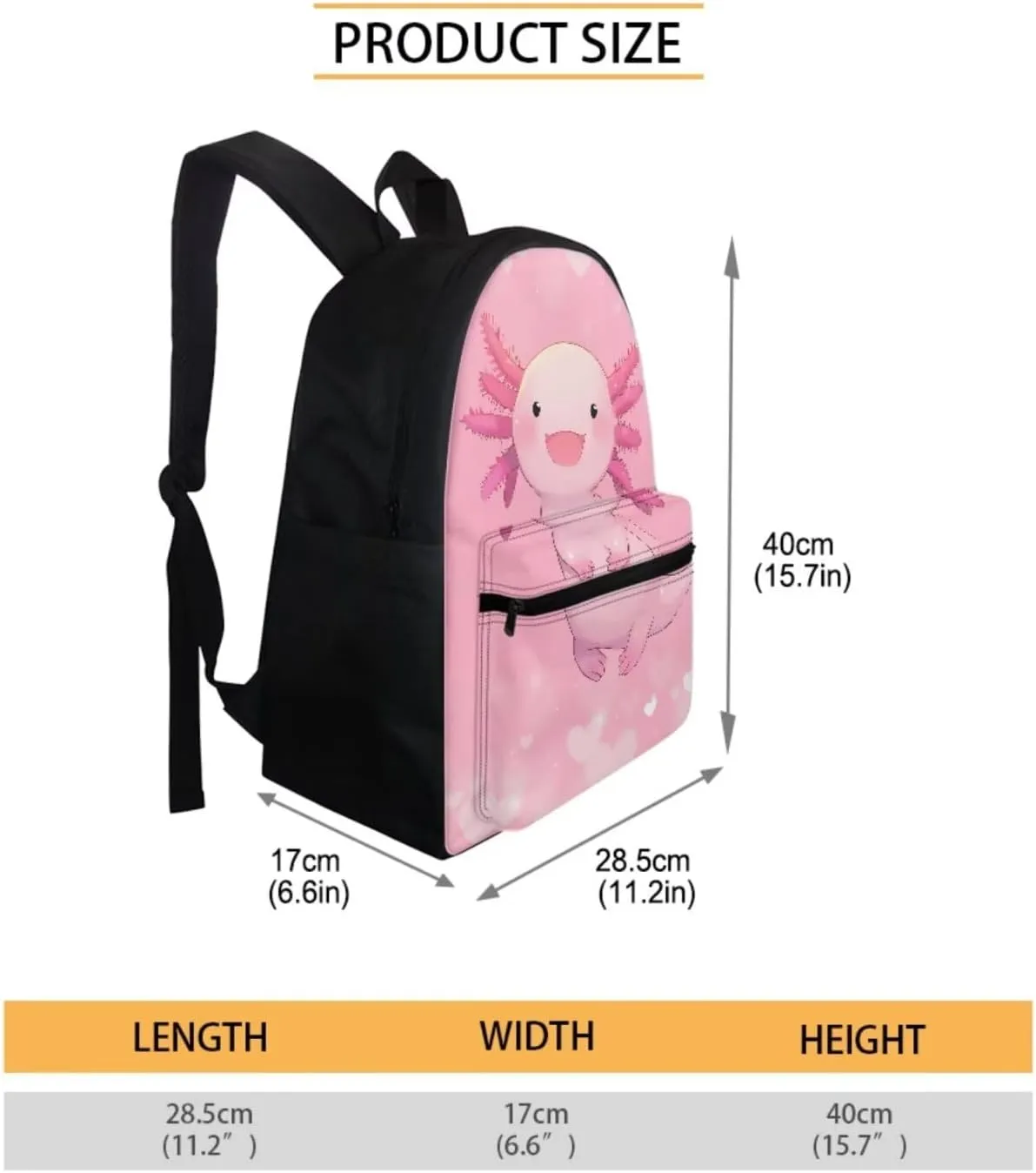 Cute Axolotl Book Bag for Girls 6-8/8-9 School Backpack With Lunch Bag Pencil Case Set 3 In 1 Elementary Primary School Bag Kids Bookbag 3Rd-6Th Grade Pink