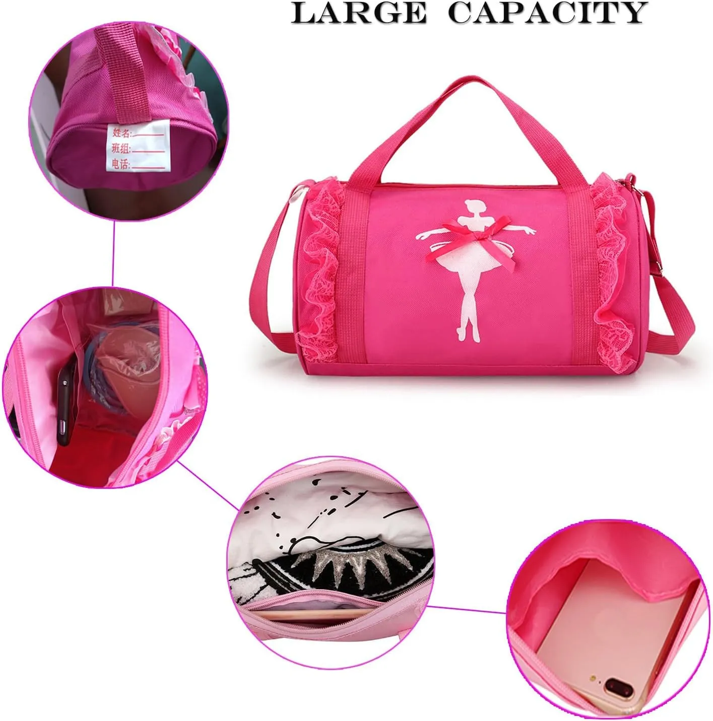 Cute Ballet Dance Backpack Tutu Dress Dance Bag Dance Bag Waterproof Small Duffle Bag Ballet Bags Gym Bag. (Pink)