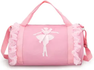Cute Ballet Dance Backpack Tutu Dress Dance Bag Dance Bag Waterproof Small Duffle Bag Ballet Bags Gym Bag. (Pink)