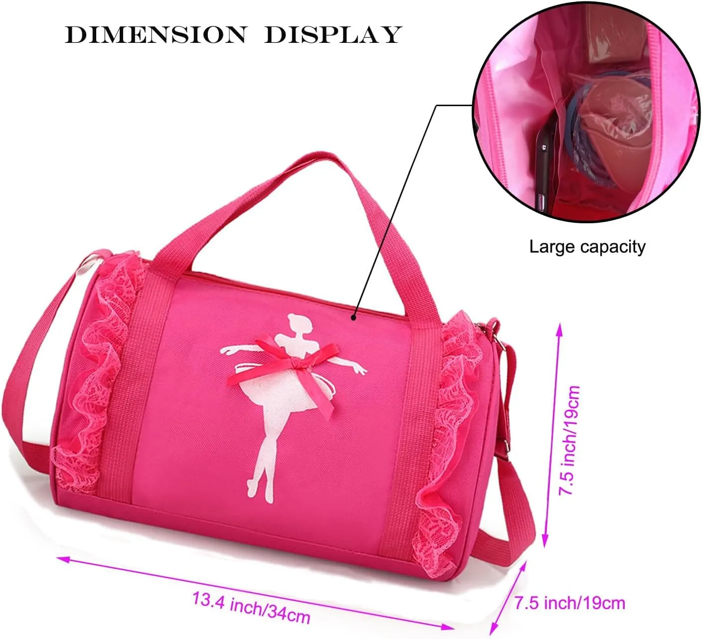 Cute Ballet Dance Backpack Tutu Dress Dance Bag Waterproof Small Duffle Bag Ballet Bags Gym Bag (Purple)