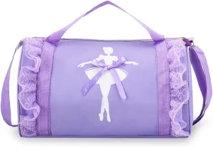 Cute Ballet Dance Backpack Tutu Dress Dance Bag Waterproof Small Duffle Bag Ballet Bags Gym Bag (Purple)