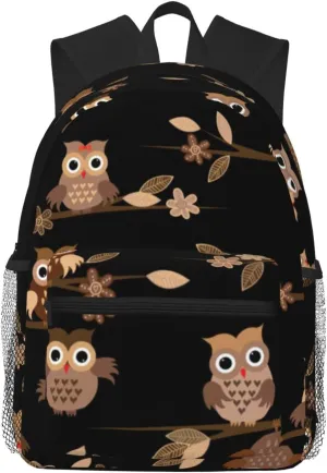 Cute Brown Cartoon Owls Print Multipurpose Casual Bag With Fashionable Travel,Work Outdoor Activities Backpack