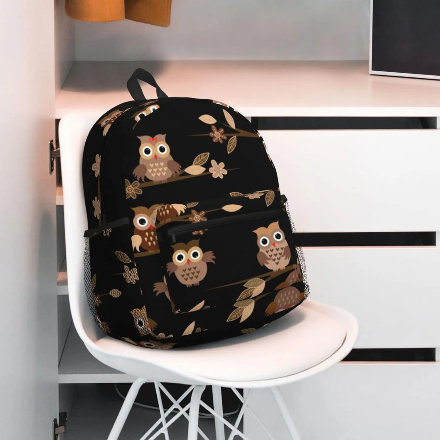 Cute Brown Cartoon Owls Print Multipurpose Casual Bag With Fashionable Travel,Work Outdoor Activities Backpack
