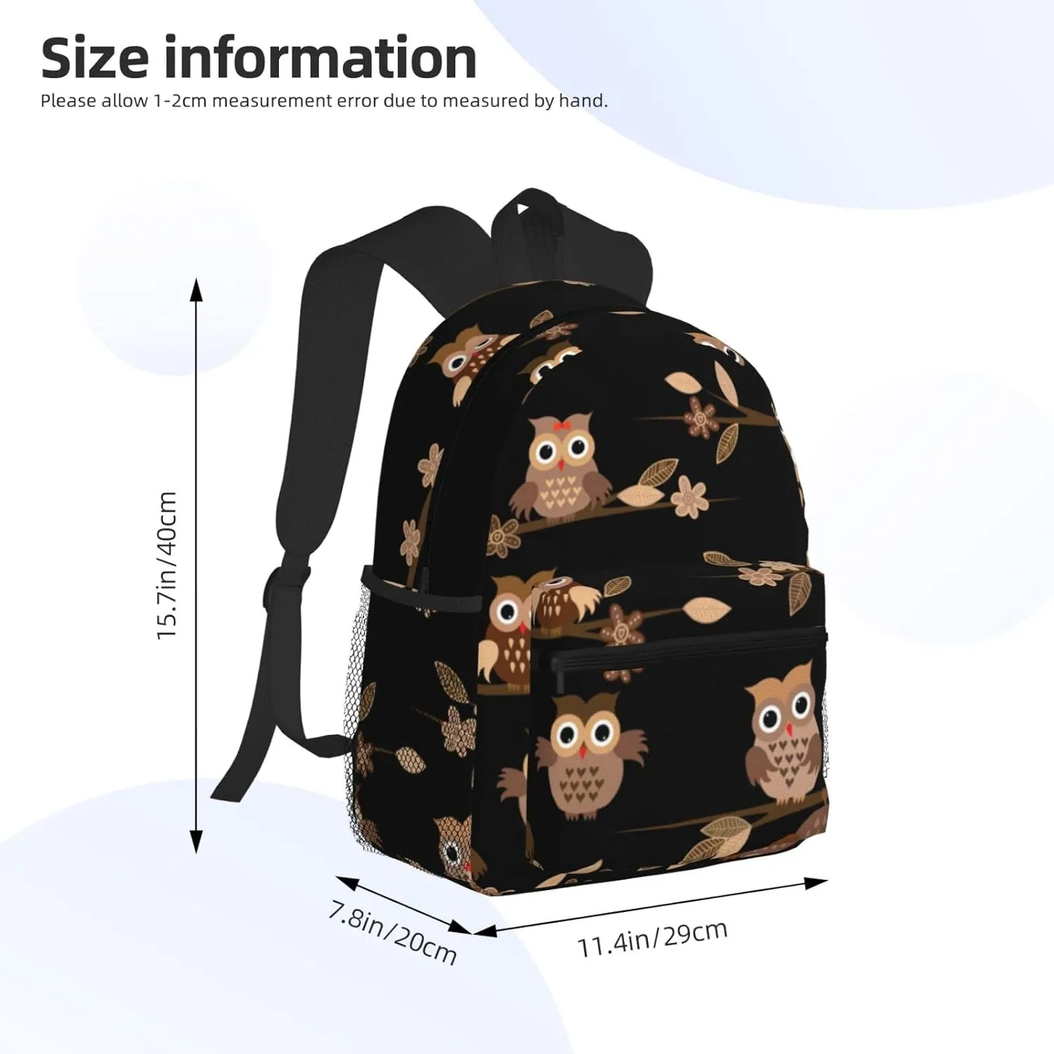 Cute Brown Cartoon Owls Print Multipurpose Casual Bag With Fashionable Travel,Work Outdoor Activities Backpack