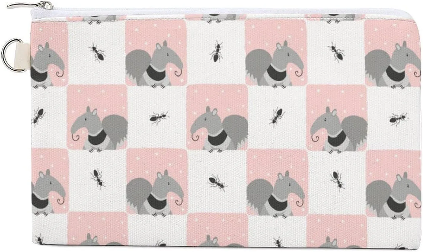 Cute Cartoon Anteater Canvas Coin Purse Portable Change Pouch Small Wallet Travel Toiletry Bag Pencil Case