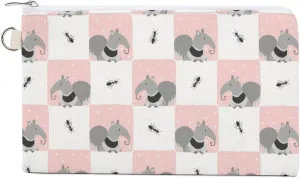 Cute Cartoon Anteater Canvas Coin Purse Portable Change Pouch Small Wallet Travel Toiletry Bag Pencil Case
