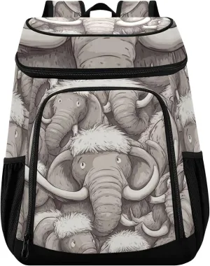 Cute Cartoon Mammoth Elephants Cooler Backpack 36 Cans Insulated Backpack Large Capacity Travel Picnic Beach Camping Thermal Bag for Men Women