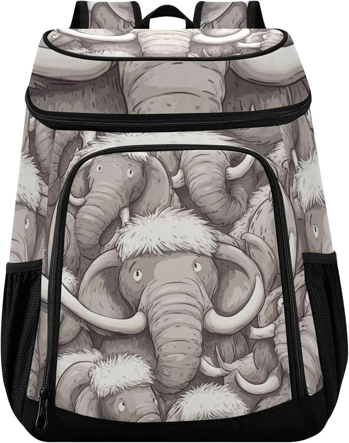 Cute Cartoon Mammoth Elephants Cooler Backpack 36 Cans Insulated Backpack Large Capacity Travel Picnic Beach Camping Thermal Bag for Men Women