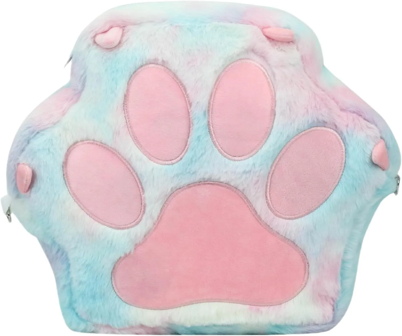 Cute Cat's Paw Kawaii Backpack Plush Single Shoulder Bag Large Capacity Crossbody Bag Purse and Handbag for Women (Blue)