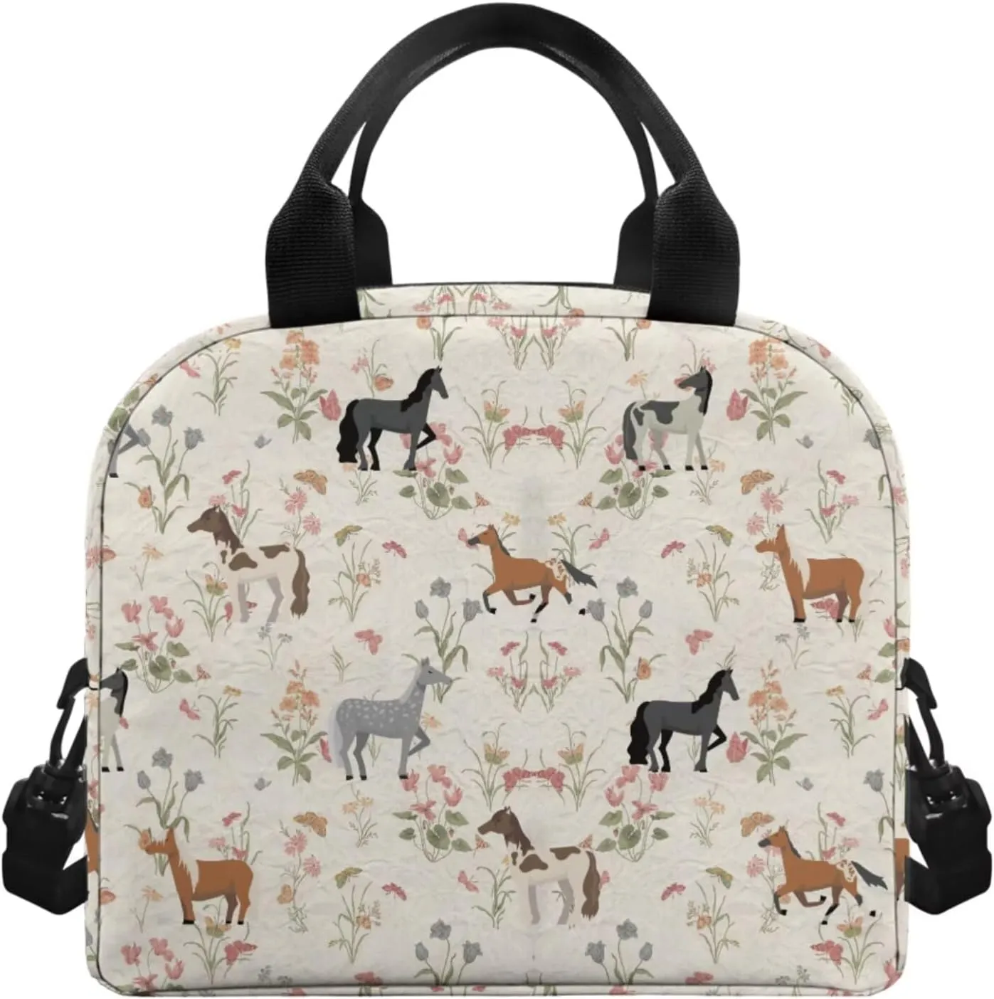 Cute Horse Backpack for Boys Elementary School Backpack with Lunch Box Pencil Case and Bookmark Cool 4 in 1 Set Bookbags with Side Cup Holder for Primary School Students