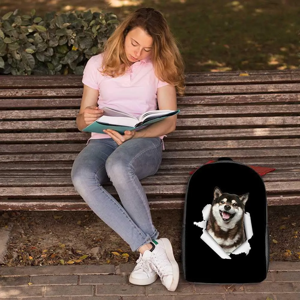 Cute Maltese Poodle Dog Backpack Daypack Lovely Dog Print Bookbag Laptop Bag For Work Travel Hiking 17 Inch Black Lightweight