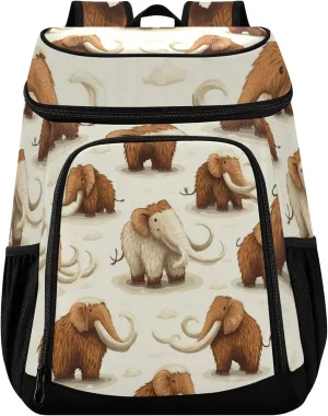 Cute Mammoths Cartoon Cooler Backpack 36 Cans Insulated Backpack Large Capacity Travel Picnic Beach Camping Thermal Bag for Men Women
