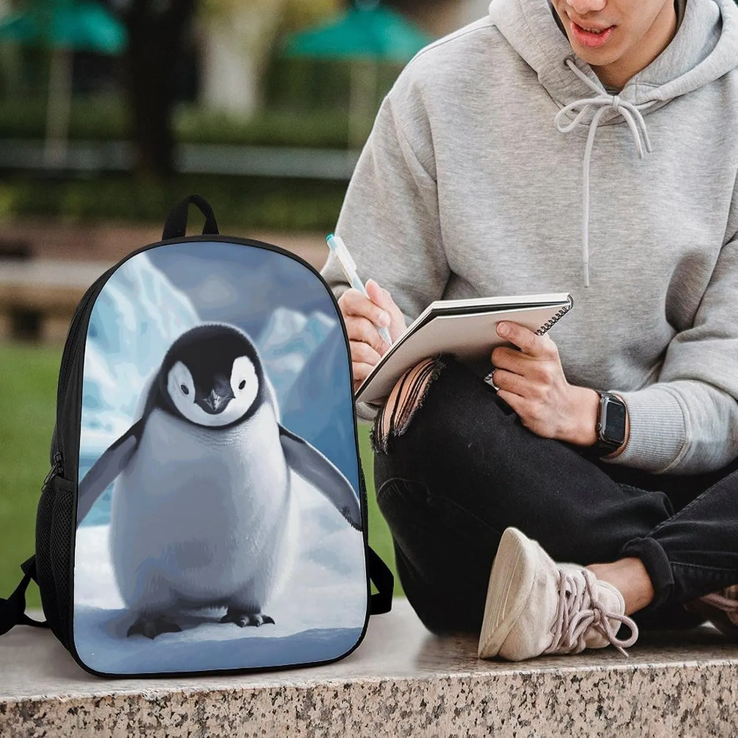Cute Penguins Backpack, Laptop Backpack for Men, 17 Inch Travel Hiking Daypack, Casual Backpack