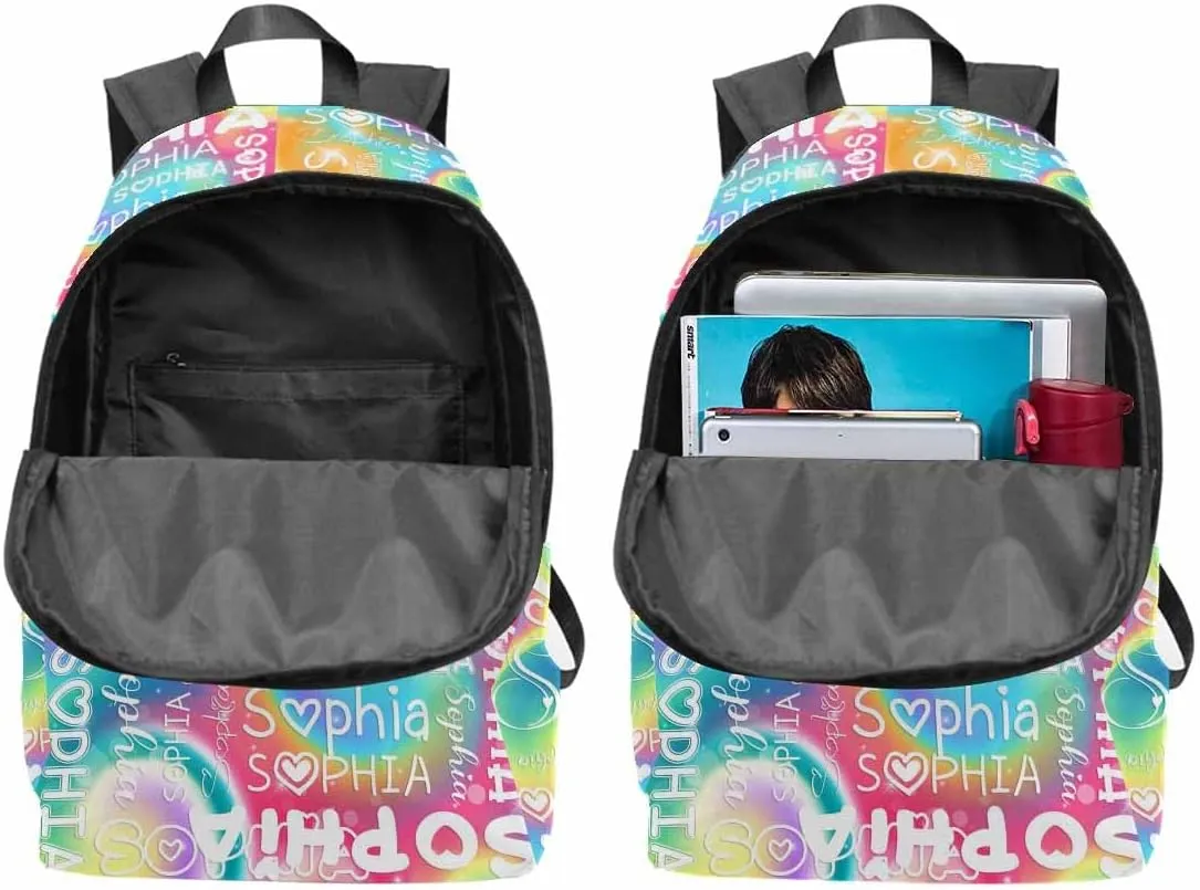 D-Story Custom School Bag Customize Name Backpack Personalized Kids Backpack Casual Backpack and Lunchbox & Pencil Case 4 in 1