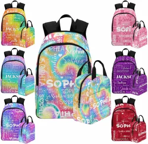 D-Story Custom School Bag Customize Name Backpack Personalized Kids Backpack Casual Backpack and Lunchbox & Pencil Case 4 in 1