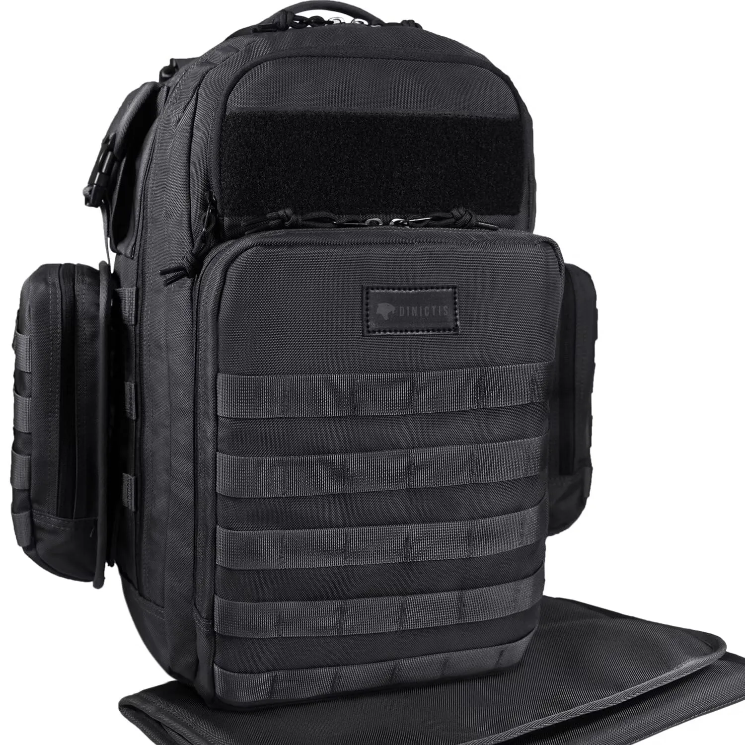 Dad Diaper Bag, Mens Diaper Bag Backpack with Diaper Changing Mat, Military Diaper Backpack with Molle Webbing, Waterproof Pouch, Baby Wipes pocket, Insulated Bottle Pockets- Tropical Black