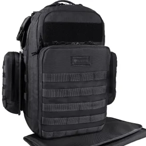 Dad Diaper Bag, Mens Diaper Bag Backpack with Diaper Changing Mat, Military Diaper Backpack with Molle Webbing, Waterproof Pouch, Baby Wipes pocket, Insulated Bottle Pockets- Tropical Black