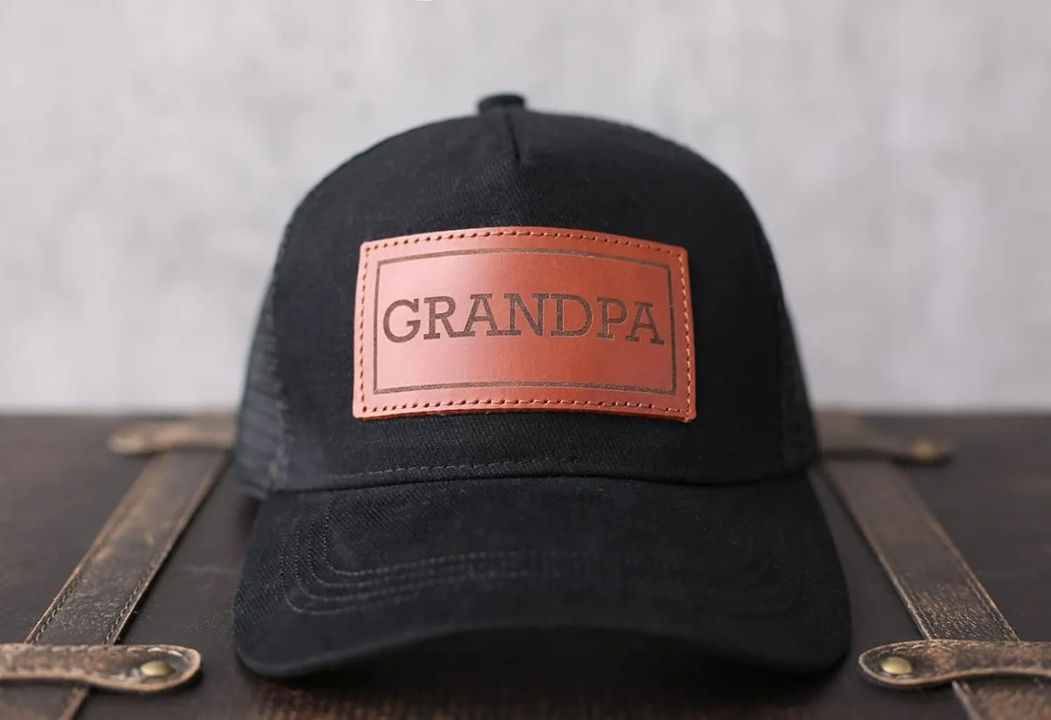 Dad Hat Gift for Father's Day - New Grandpa Gift Trucker Hat for Dad Golf Hat with Custom Leather Patch