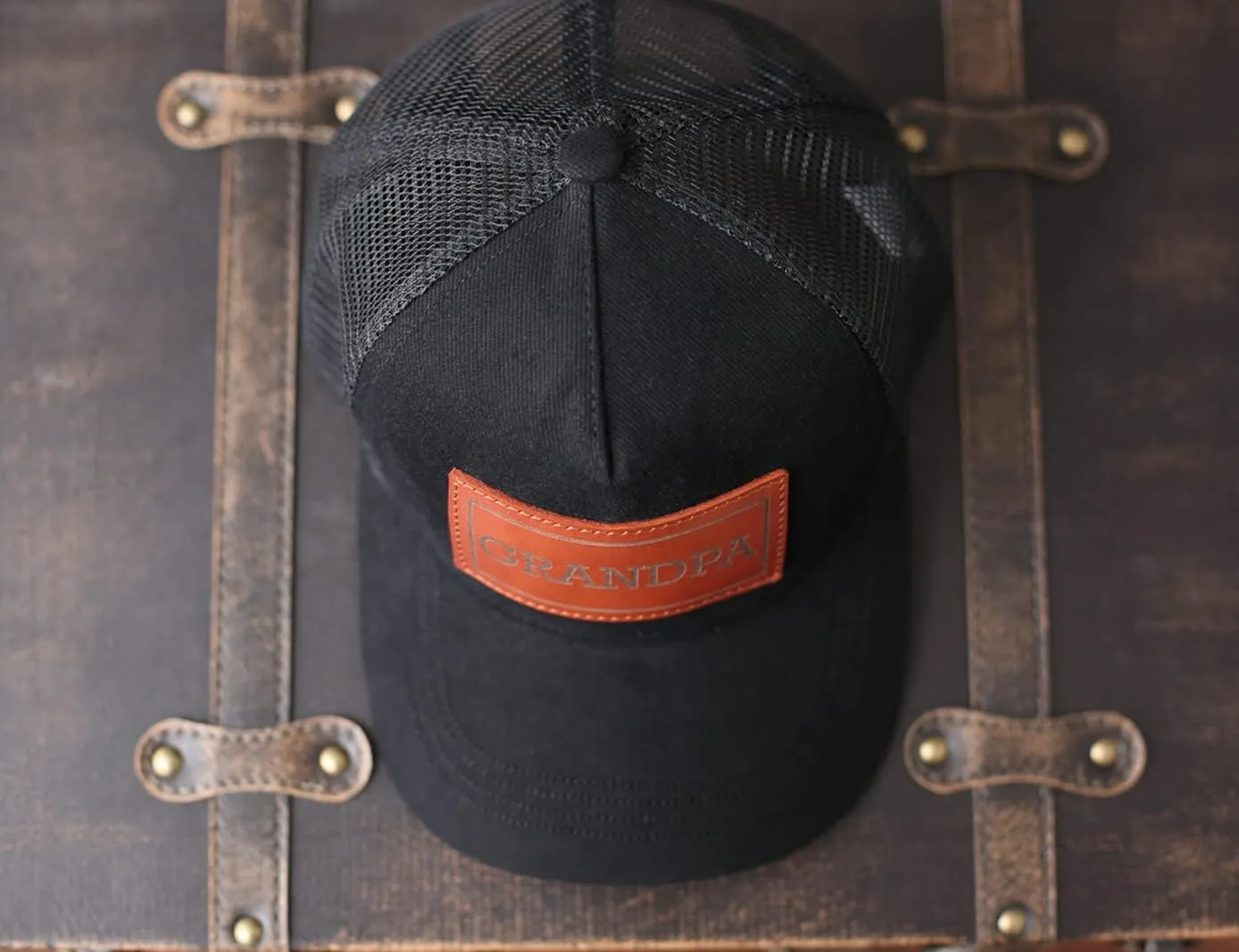 Dad Hat Gift for Father's Day - New Grandpa Gift Trucker Hat for Dad Golf Hat with Custom Leather Patch