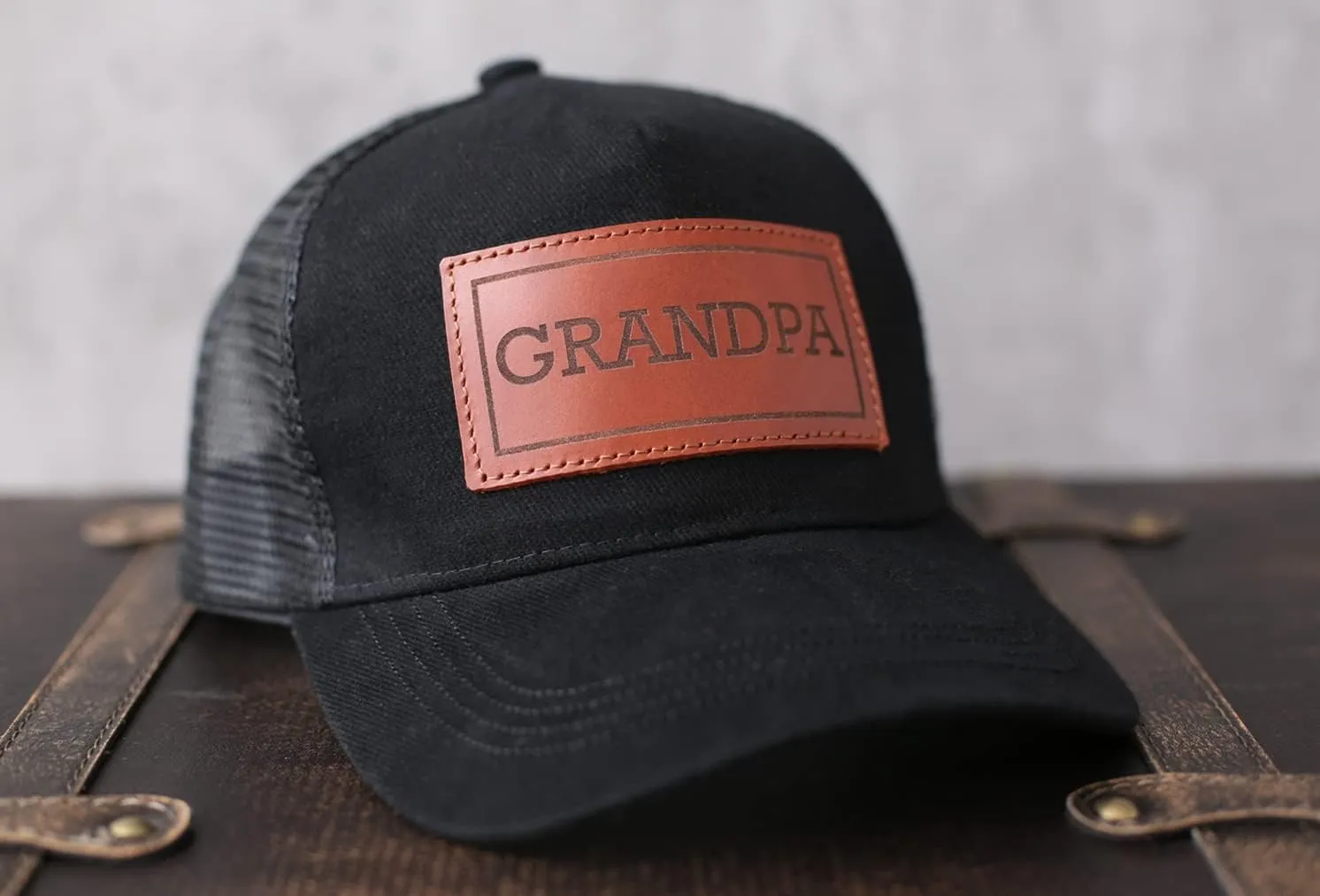 Dad Hat Gift for Father's Day - New Grandpa Gift Trucker Hat for Dad Golf Hat with Custom Leather Patch