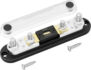 DaierTek ANL Fuse Holder with 600 Amp ANL Fuse M10 Stud Terminals Max 750A Marine ANL Fuse Block with Gold Plated 600A ANL Fuse for Automotive Car Truck Boat