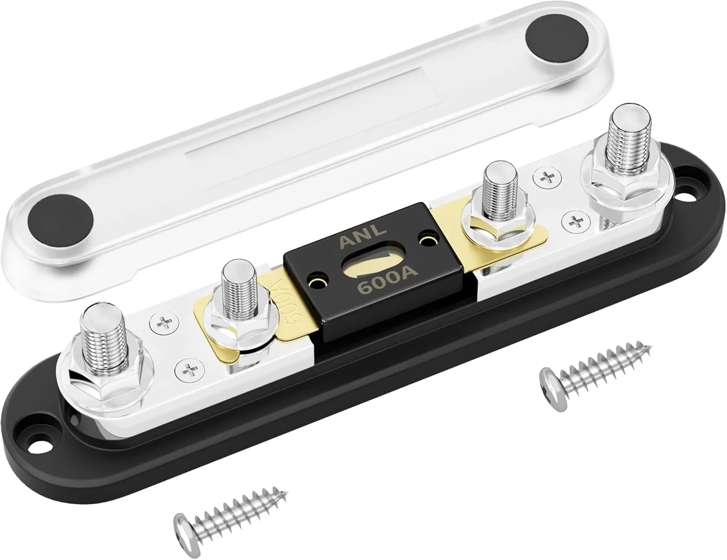 DaierTek ANL Fuse Holder with 600 Amp ANL Fuse M10 Stud Terminals Max 750A Marine ANL Fuse Block with Gold Plated 600A ANL Fuse for Automotive Car Truck Boat