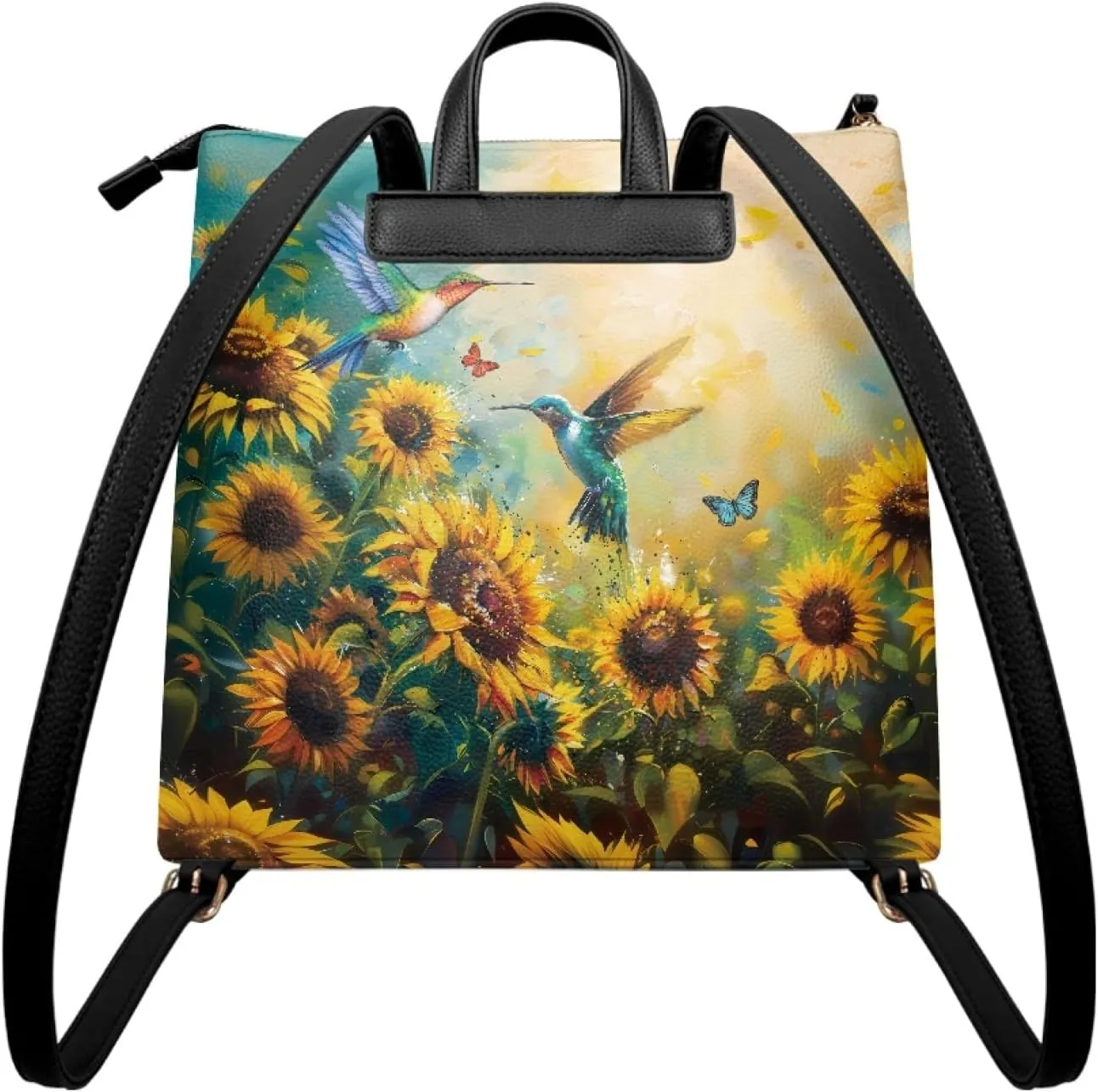 Daisy Print Backpack Purse for Women Anti Theft Travel Bag Hummingbirds Fashion Backpack Casual Shoulder Bag