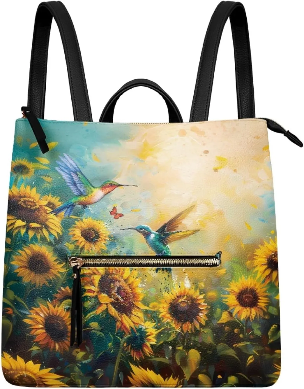Daisy Print Backpack Purse for Women Anti Theft Travel Bag Hummingbirds Fashion Backpack Casual Shoulder Bag