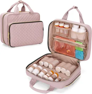 Damero Pill Bottle Organizer Bag, Travel Medicine Bag Organizer, Medicine Organizer and Storage for Pills, Vitamin, Fish Oil, Medical Supplements for Women and Men, Misty Rose