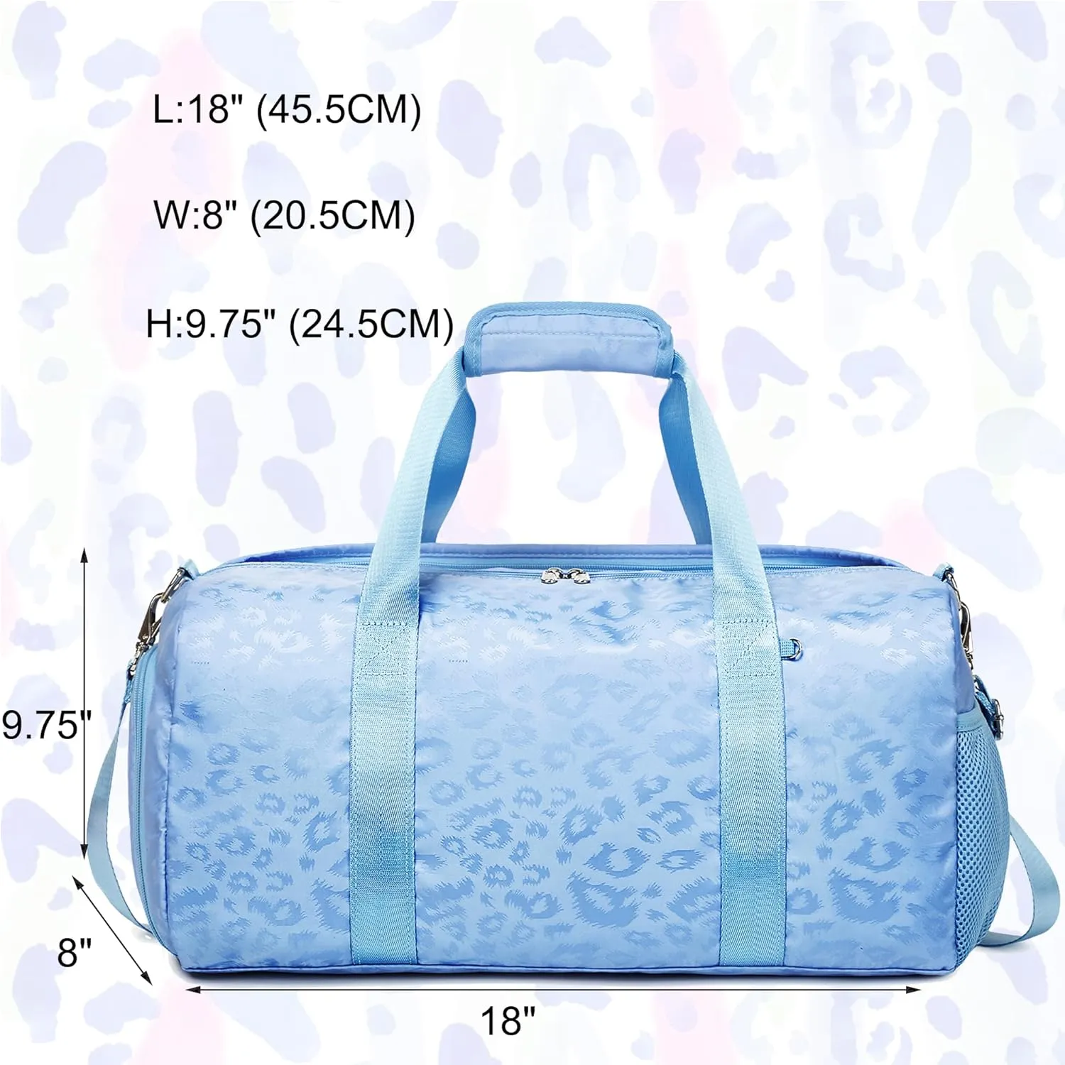 Dance Bag for Girls Duffle Bag Girls Overnight Bags Sleepover Gym Gymnastics Bags with Shoe Compartment and Wet Pocket,Leopard Shape
