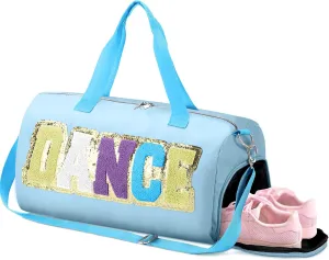 Dance Duffle Bag for women Bag with Adjustable Carry Strap and Handy Pouch Dance Backpack for Dancers(Blue)