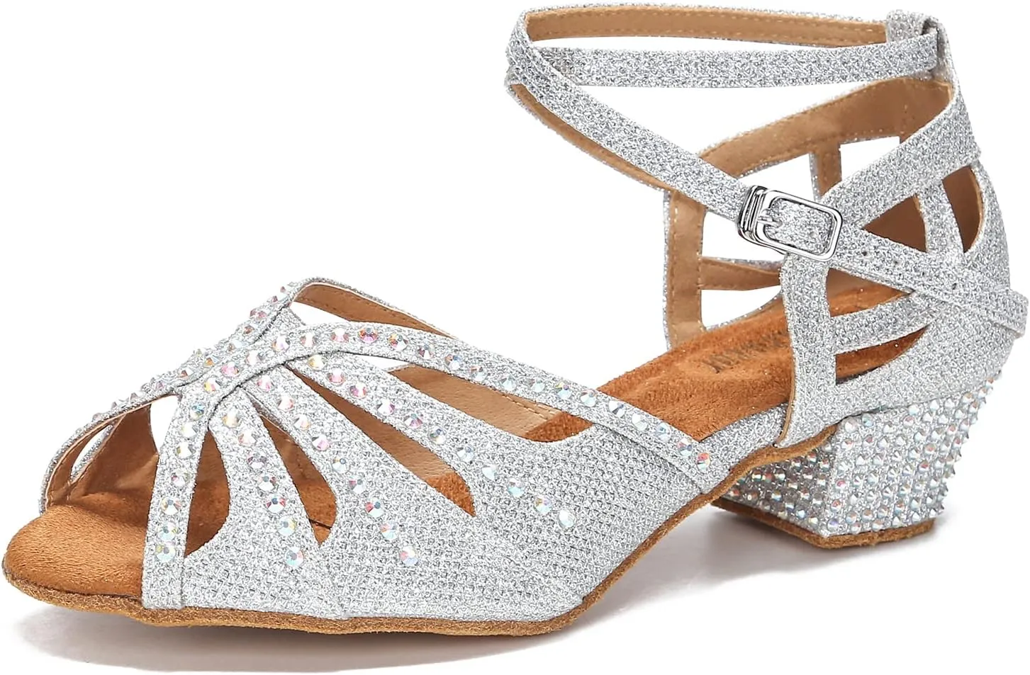 Dance Shoes for Women Low Heel Ballroom Dance Shoes Salsa Latin Practice Dancing Shoes Cuban Heels 1.5 inch