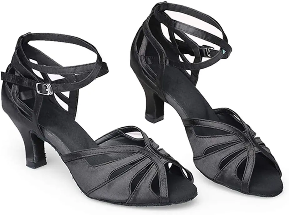 Dance Shoes for Women Low Heel Ballroom Dance Shoes Salsa Latin Practice Dancing Shoes Cuban Heels 1.5 inch