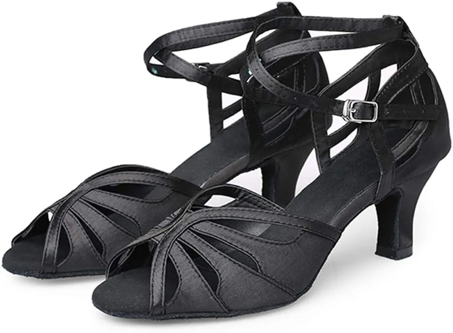 Dance Shoes for Women Low Heel Ballroom Dance Shoes Salsa Latin Practice Dancing Shoes Cuban Heels 1.5 inch