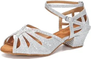 Dance Shoes for Women Low Heel Ballroom Dance Shoes Salsa Latin Practice Dancing Shoes Cuban Heels 1.5 inch