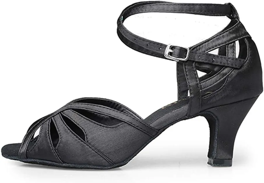 Dance Shoes for Women Low Heel Ballroom Dance Shoes Salsa Latin Practice Dancing Shoes Cuban Heels 1.5 inch