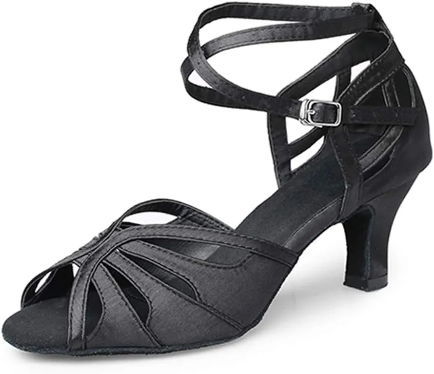 Dance Shoes for Women Low Heel Ballroom Dance Shoes Salsa Latin Practice Dancing Shoes Cuban Heels 1.5 inch