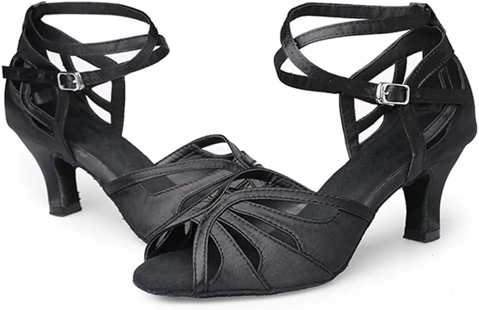 Dance Shoes for Women Low Heel Ballroom Dance Shoes Salsa Latin Practice Dancing Shoes Cuban Heels 1.5 inch
