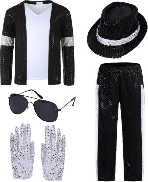 Dance Star Costume for 80s 90s Pop Stage Cosplay Party Halloween Role Play Costume Set 80s 90s Boys Dress Up Set