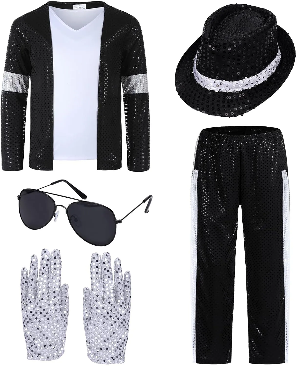 Dance Star Costume for 80s 90s Pop Stage Cosplay Party Halloween Role Play Costume Set 80s 90s Boys Dress Up Set