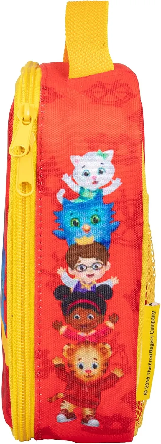 Daniel Tiger's Neighborhood Insulated Lunch Sleeve - Reusable Heavy Duty Tote Bag w Mesh Pocket (Friends Characters) - Keeps Food Fresh for Hours at School & Daycare -Easy to Use Lunch Box for Kids