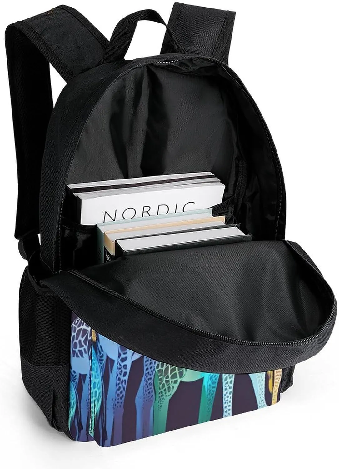 Daypack Backpack Anti-Theft Multipurpose Big Capacity Bookbag - Colorful Giraffe Art Business Computer Bag With Side Pockets