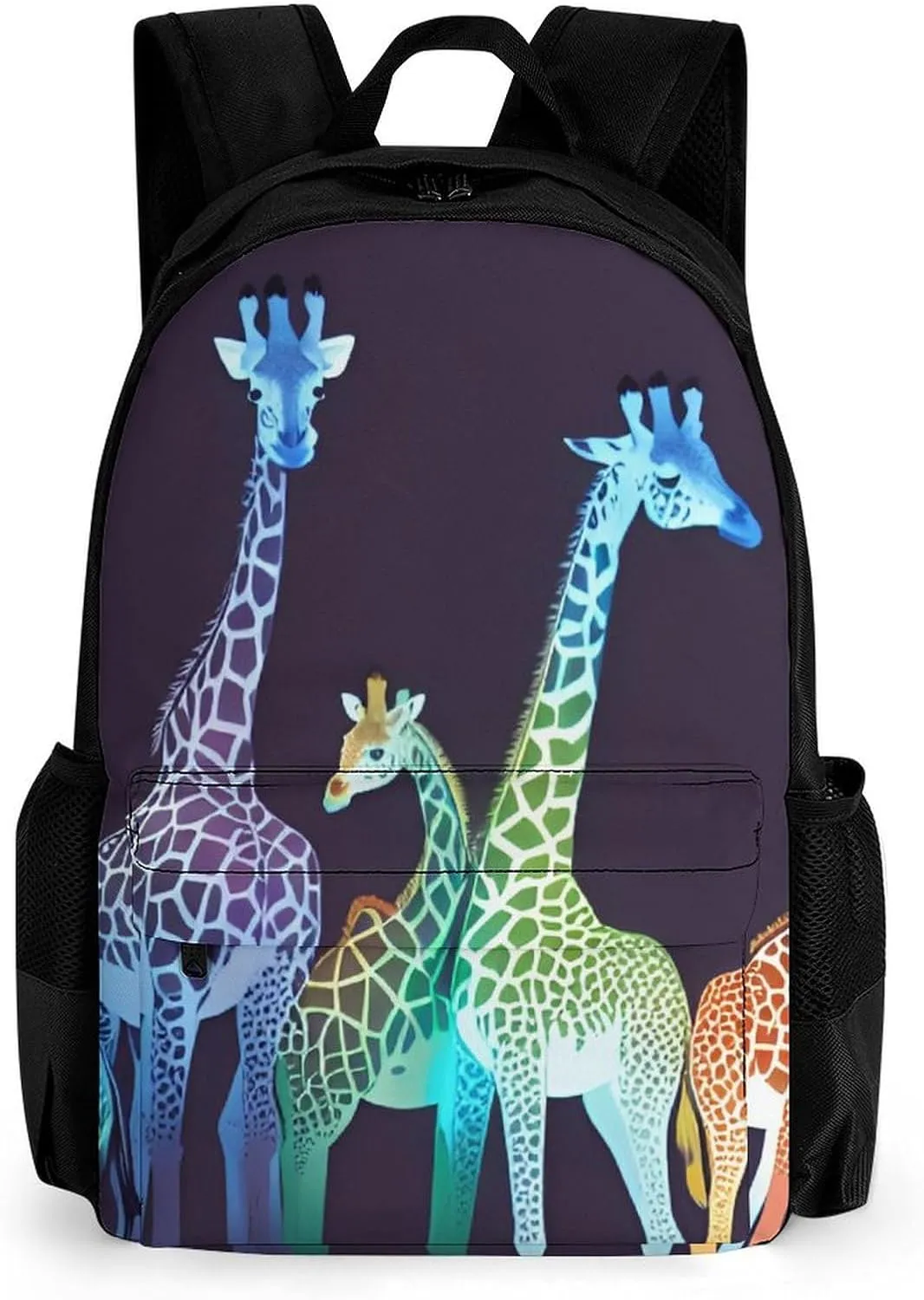 Daypack Backpack Anti-Theft Multipurpose Big Capacity Bookbag - Colorful Giraffe Art Business Computer Bag With Side Pockets