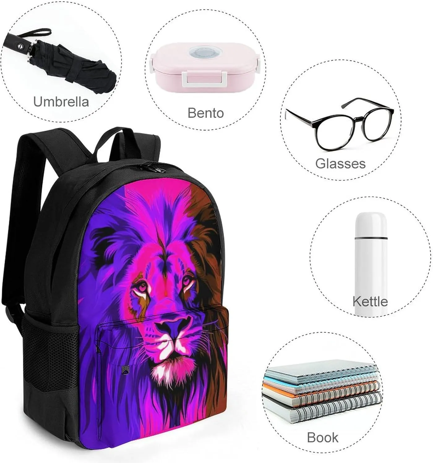 Daypack Backpack Multipurpose Anti-Theft Large Capacity Bookbag - Reggae Rasta Flag Lion Art Travel Hiking & Camping Rucksack With Adjustable Shoulder Straps