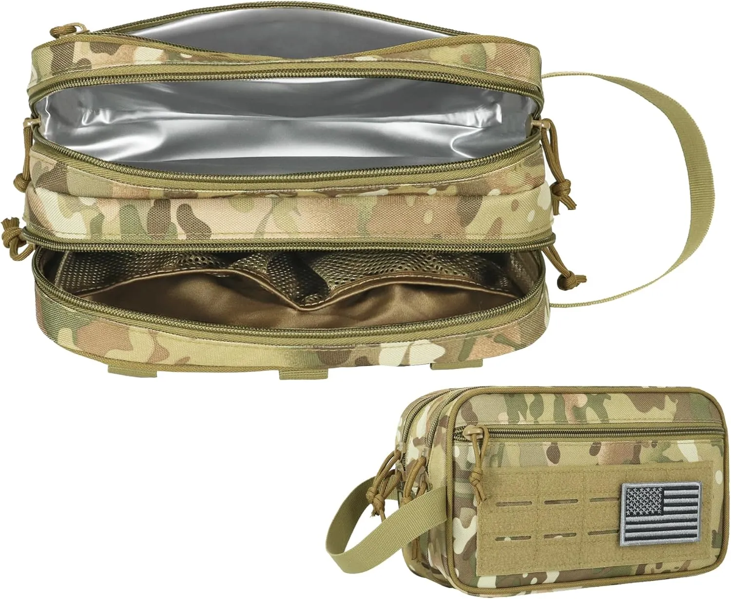 DBTAC Tactical Toiletry Bag for Men | Dry Wet Separate Hygiene Bag Compact Dopp Kit Mens Shaving Kit Travel shower Bag (CP Camo)