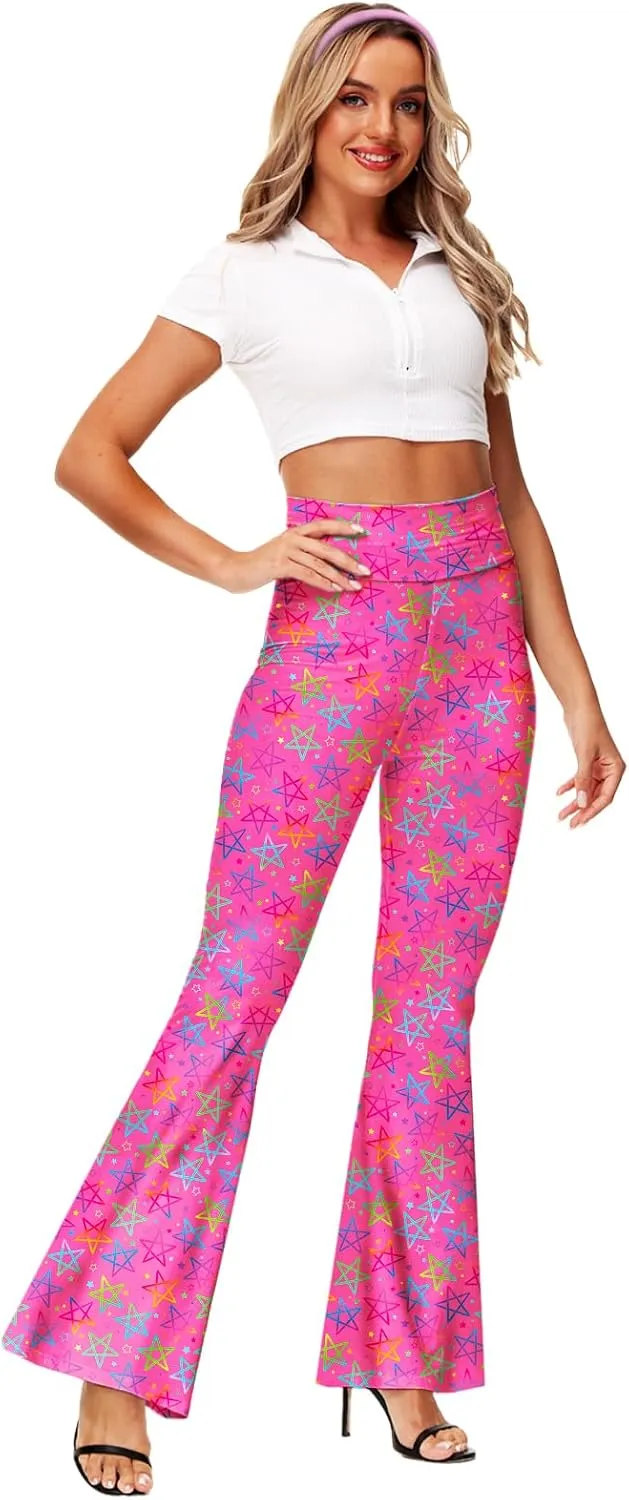 Deerose Women's High Waist Stretch Bell Bottom Slim-Fit Flare Leg Hippie Pants