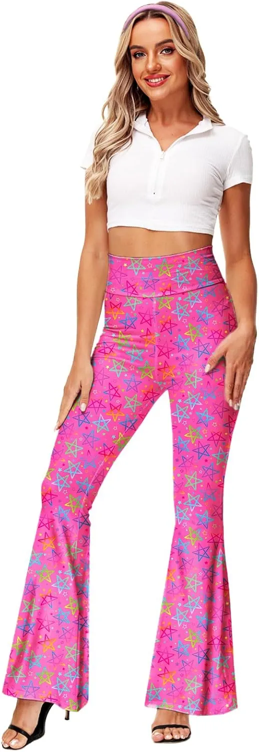 Deerose Women's High Waist Stretch Bell Bottom Slim-Fit Flare Leg Hippie Pants